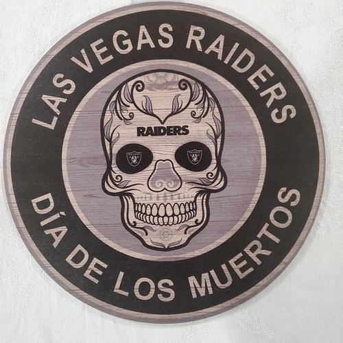 Las Vegas Raiders 12 Inch Sugar Skull Circle Sign