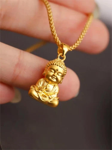 Reines 24K Gelbgold 999 Segen 3D Buddha Anhänger Herren Damen Charm Schmuck 1g - Bild 7 von 12