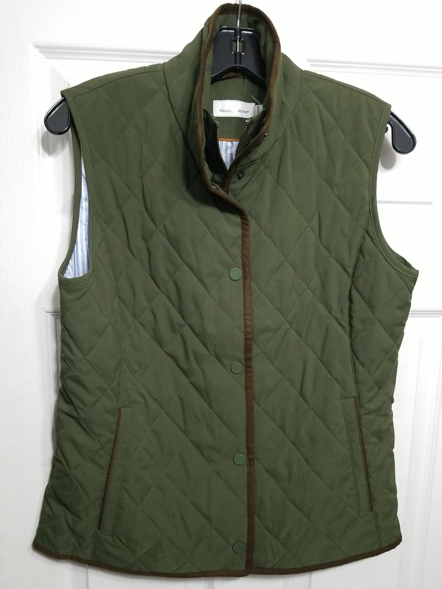 NWOT Vineyard Vines Womens Quilted Vest Green Zip Sleeveless Jacket small