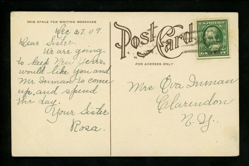 Calendar postcard Artist Signed Gilbert New Year Greetings woman 1910 - Picture 2 of 2