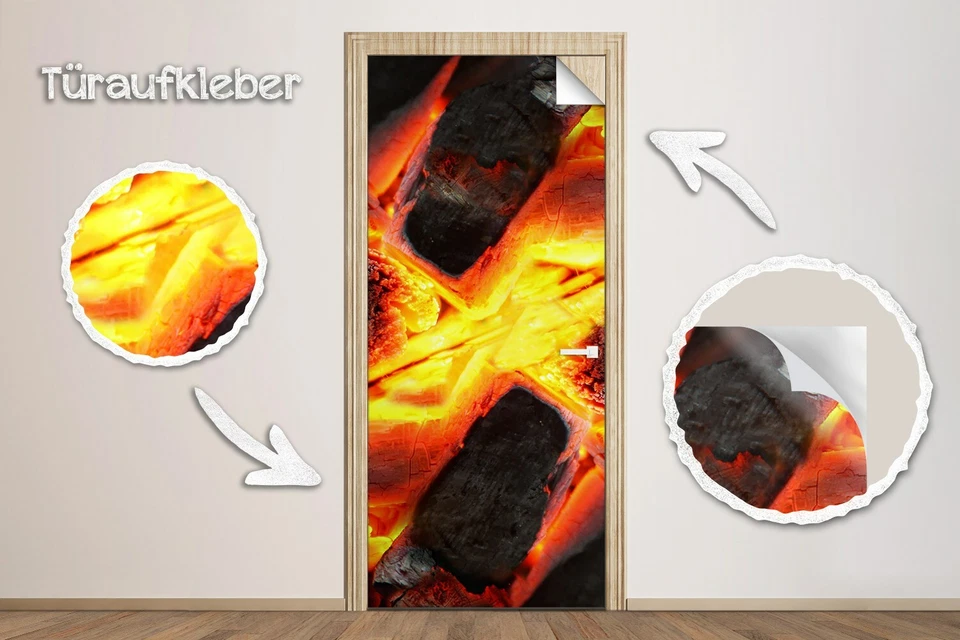 Türtapete selbstklebend Türposter Türaufkleber Klebefolie Grill Feuer Glut - Bild 2 von 4