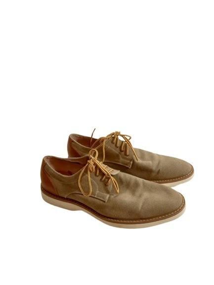 Florsheim Mens Union Plain Toe Canvas Oxfords Khaki Leather 