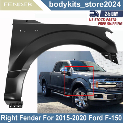 KUAFU Right Passenger Front Fender For 2015-2020 Ford F150 - Steel Panel Without Wheel Molding Holes
