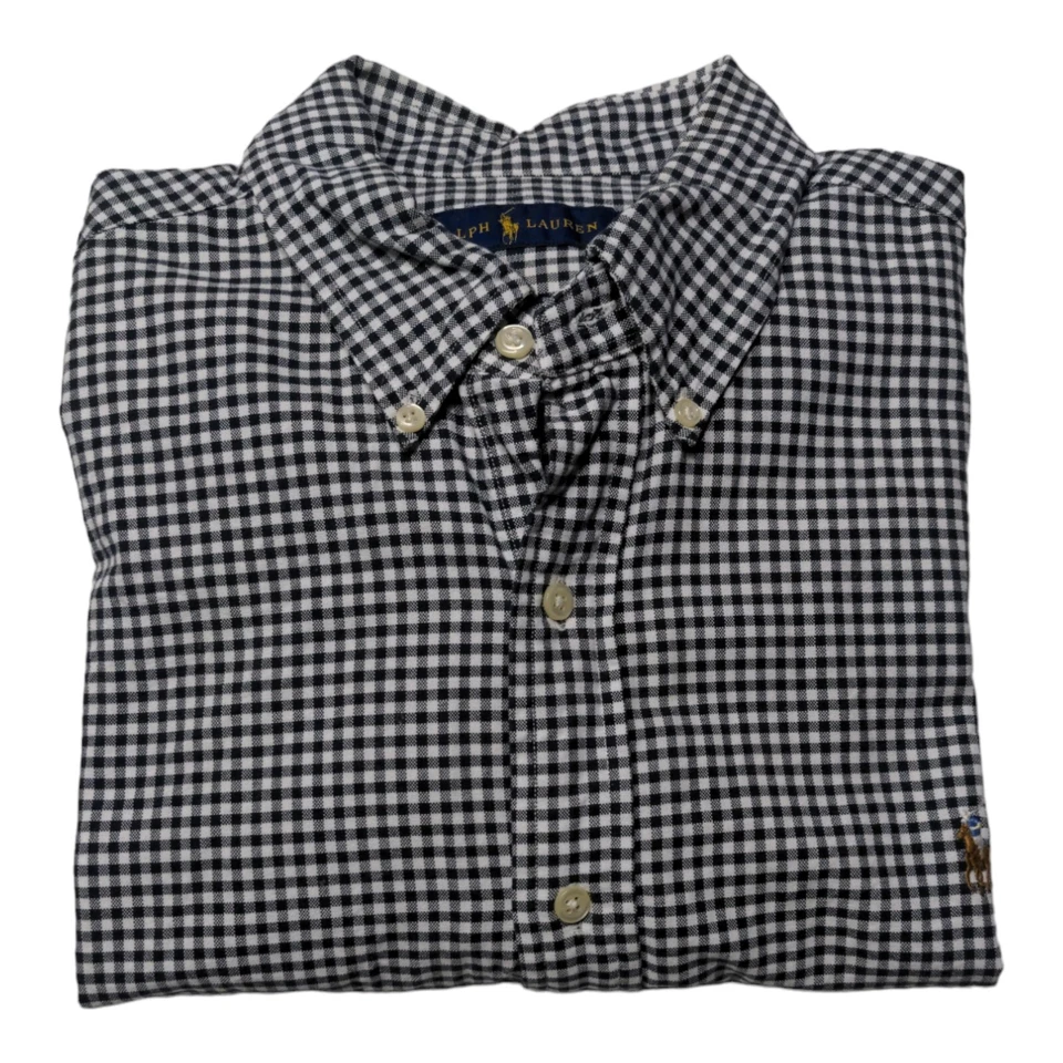 Camisa Polo Ralph Lauren Flesh Pony Para Hombre XL Manga Larga Negra Blanca Guinga  Foto 4 de 4