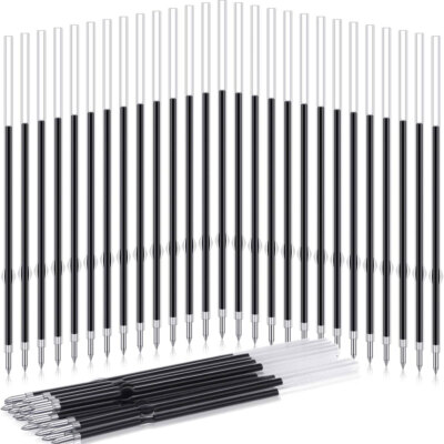 100pcs Retractable Ballpoint Pen Refills Replacement Black Blue Ink  Office
