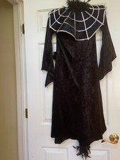 EARLY BIRD SALE  Halloween Witch Costume Black Dress Collor Gloves L