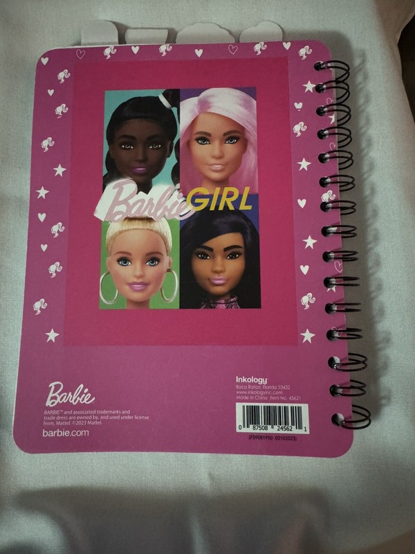 BARBIE Notebook Spiral 4 Tab Bookmarked Journal 9x6"