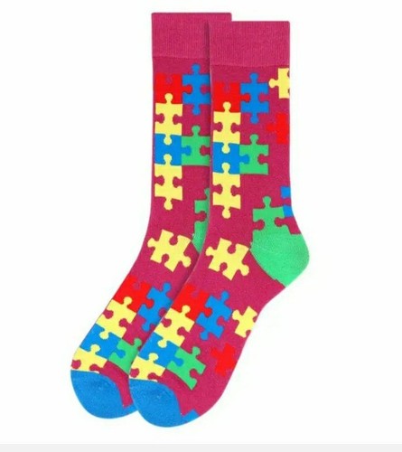 Original Parquet Men's AUTISM AWARENESS Novelty Socks PUZZLE PIECES SIZE 6-12.5 - Picture 6 of 6
