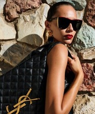 Saint Laurent Ysl Maxi Shopping Bag Quilted Lambskin Aso Zoe Kravitz Celebrity
