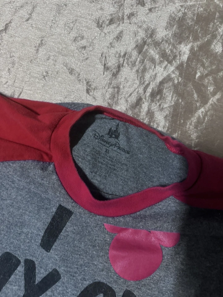 Camisa Parques Disney Talla XL I love My Girl Mickey Mouse Raglán Manga 3/4 Gris Re Foto 3 de 4