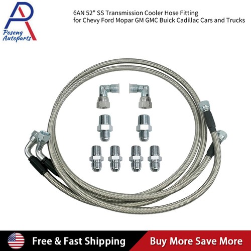 SS Braided Transmission Cooler Hose Lines for Chevy Ford Mopar TH350