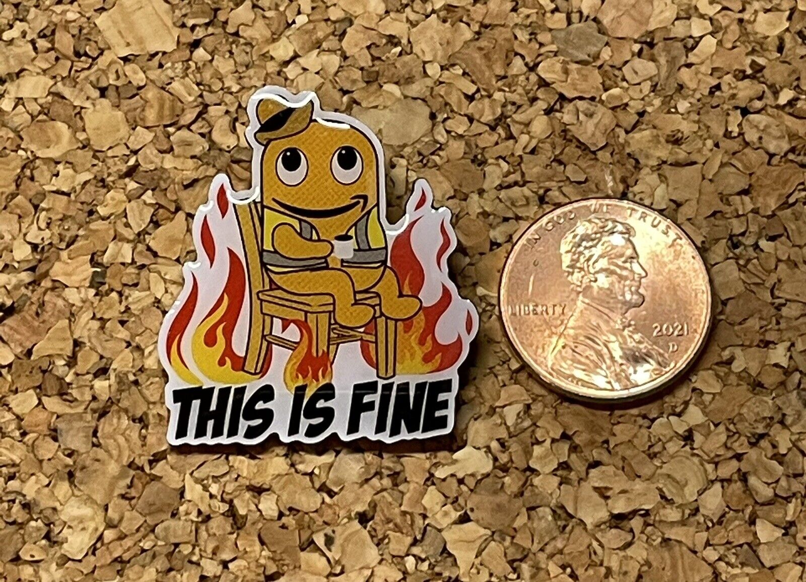 This is Fine Dumpster Fire Meme Amazon Peccy Pin - Brand New