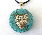 NEW Orgone Energy Pendant Golden Cheetah & Turquoise Natural Stones MADE IN USA