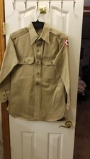 Korean War 1952 US Army Service Forces Officers Khaki-1 8.2 oz Shirt miss button