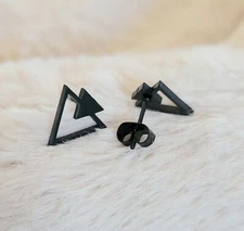 Triangle Punk Gothic Stainless Steel Stud Earrings Jewelry Hypoallergenic # B101