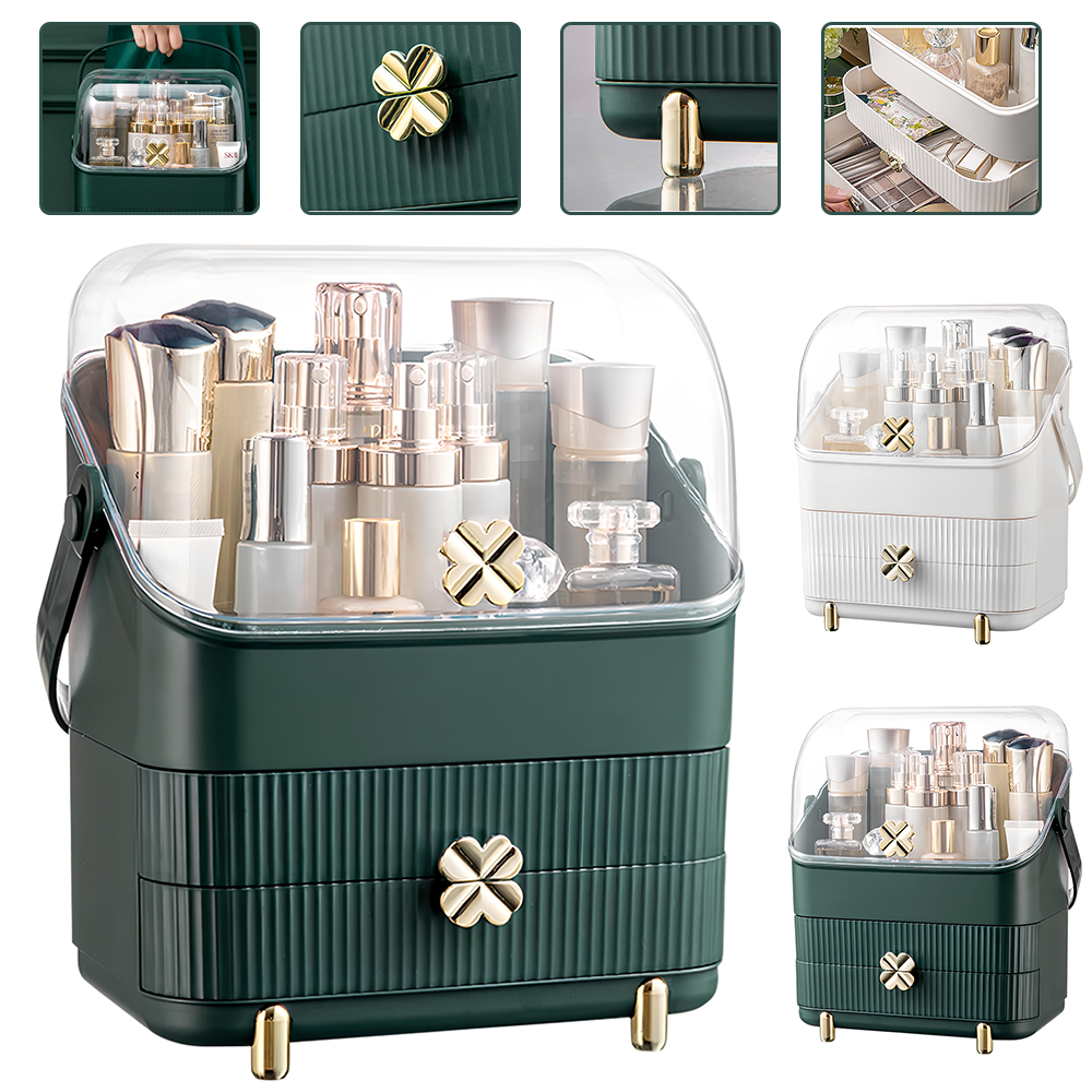 Makeup bag Storage Box, Countertop Portable Vanity Cosmetics MAKE UP bathroom-image