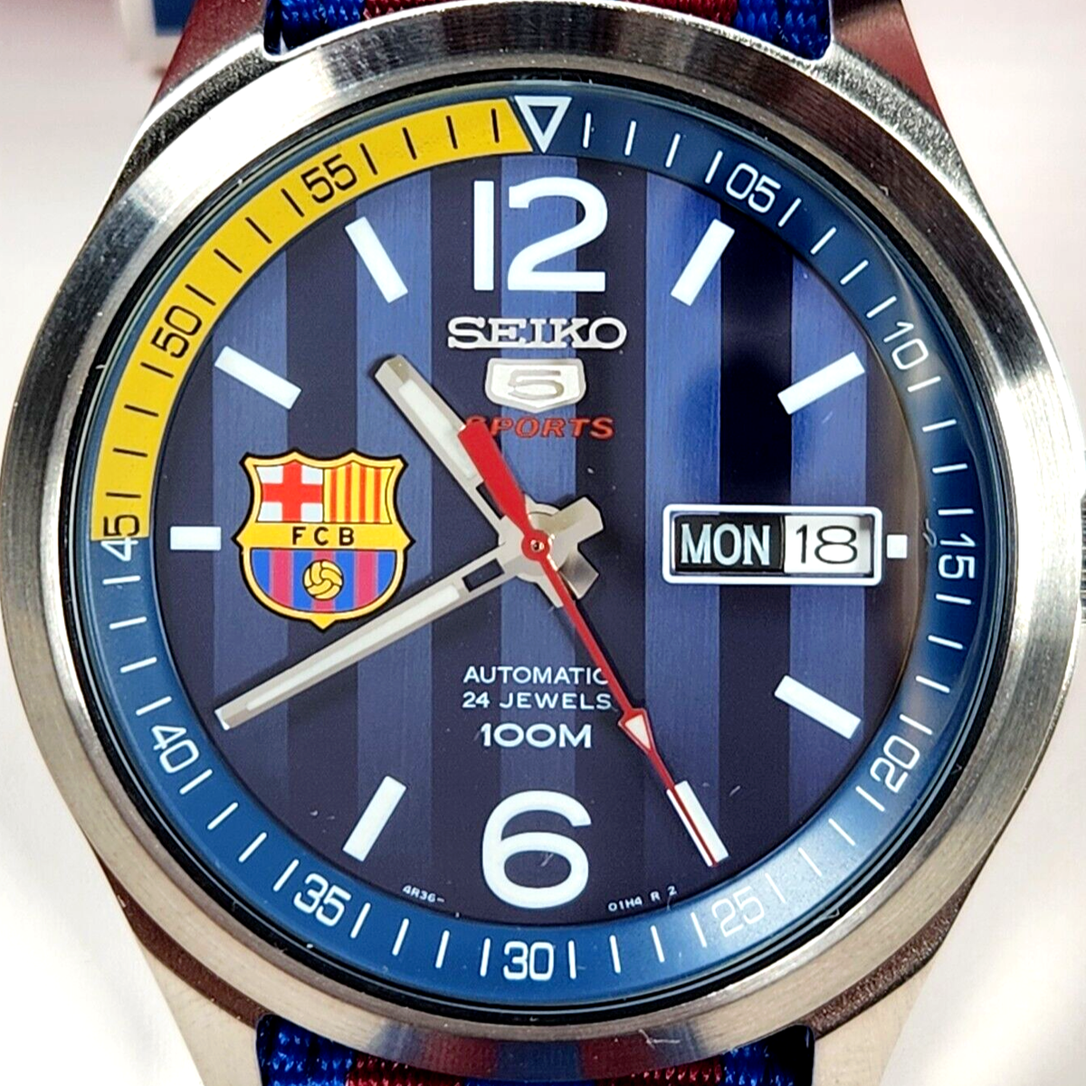 Seiko 5 Sports FC Barcelona Srp303 Dial Blue 4r36-01g0 Srp303k1