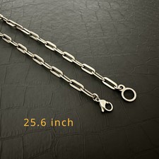 New Pure Titanium Necklace Wide 5mm Flat O-chain Anti Allergic Fashion 25.6 Inch