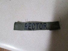 MILITARY PATCH NAME TAPE TAG SEW ON COMBAT USED OD GREEN BDU WITH RECTOR