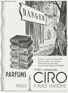 PUBLICITE PARFUM CIRO DANGER ANGE CUPIDON PLACE VENDOME DE 1943 FRENCH AD  PUB | eBay