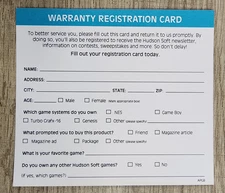 AUTHENTIC USED -) SUPER ADVENTURE ISLAND  (- REGISTRATION CARD (HUD-SNS-US) SNES