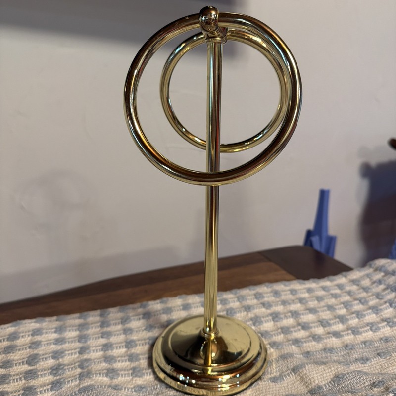 Double Ring Solid Brass Counter Top Hand Towel Holder Vintage Felt Base Heavy