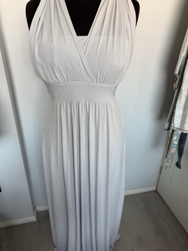 M&S Collection Halter Neck Silver Grey Maxi Dress Size 10 - Picture 1 of 21