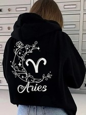 Creative Moon Pattern Printed Hoodie, Casual Hooded Sweatshirt, Suitable for Aut