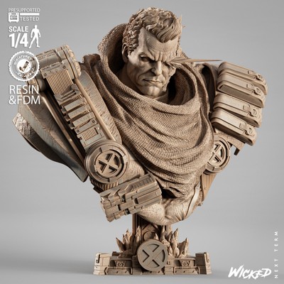 Kabelportrait Büste Deadpool 3D gedruckt 16K unbemalt Resin Modellbausatz Maßstab 1:4