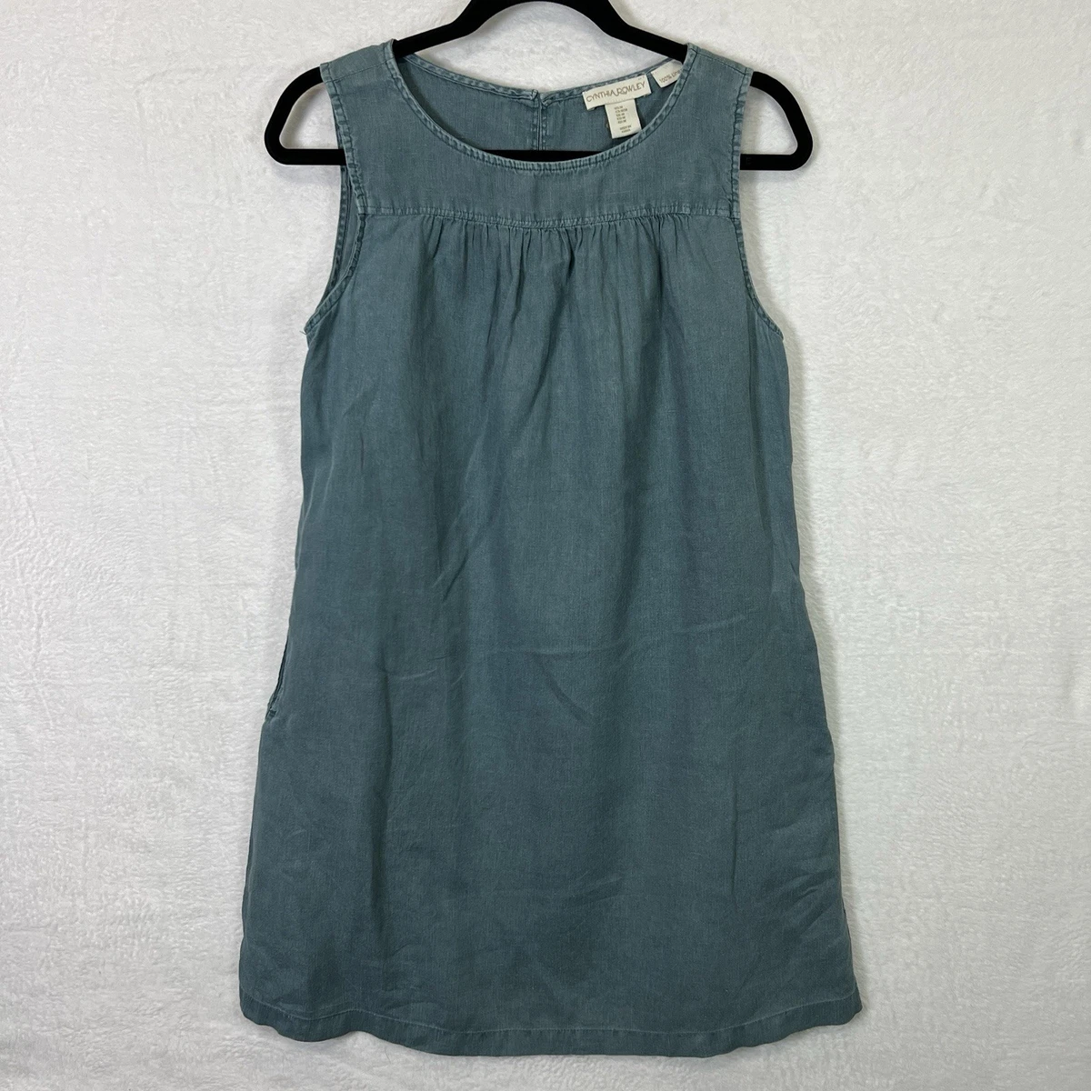 for cynthia linen dress with pockets Cynthia Rowley Plus Linen Shark Bite Hem Square neck Pocket Midi Dress