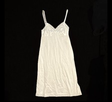 Women s White Satin Full Slip, Solid Lace Accents, Adjustable Straps