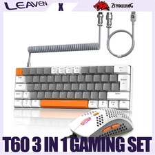ZIYOULANG T60 Wired Gaming Keyboard & Mouse Combo+Coiled USB C Cable