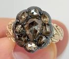 Antique Victorian Gold & Silver 1.28 CTW Rose Cut Diamond Cluster Ring Sz 5.5