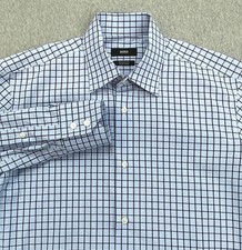 Hugo Boss Shirt Mens Size 15 Check 100 Cotton Regular Fit Easy Iron Button Up