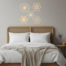5Pcs Wooden Flower Wall Decor Wooden Flower Wall Art Flowers Wall Signs for
