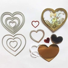 Love Heart Frames Layering Metal Cutting Dies for Shaker Card Making and Scra...