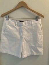 Lands' End Women's Chino Shorts Mid Rise White Size 4 Cotton Twill Pockets