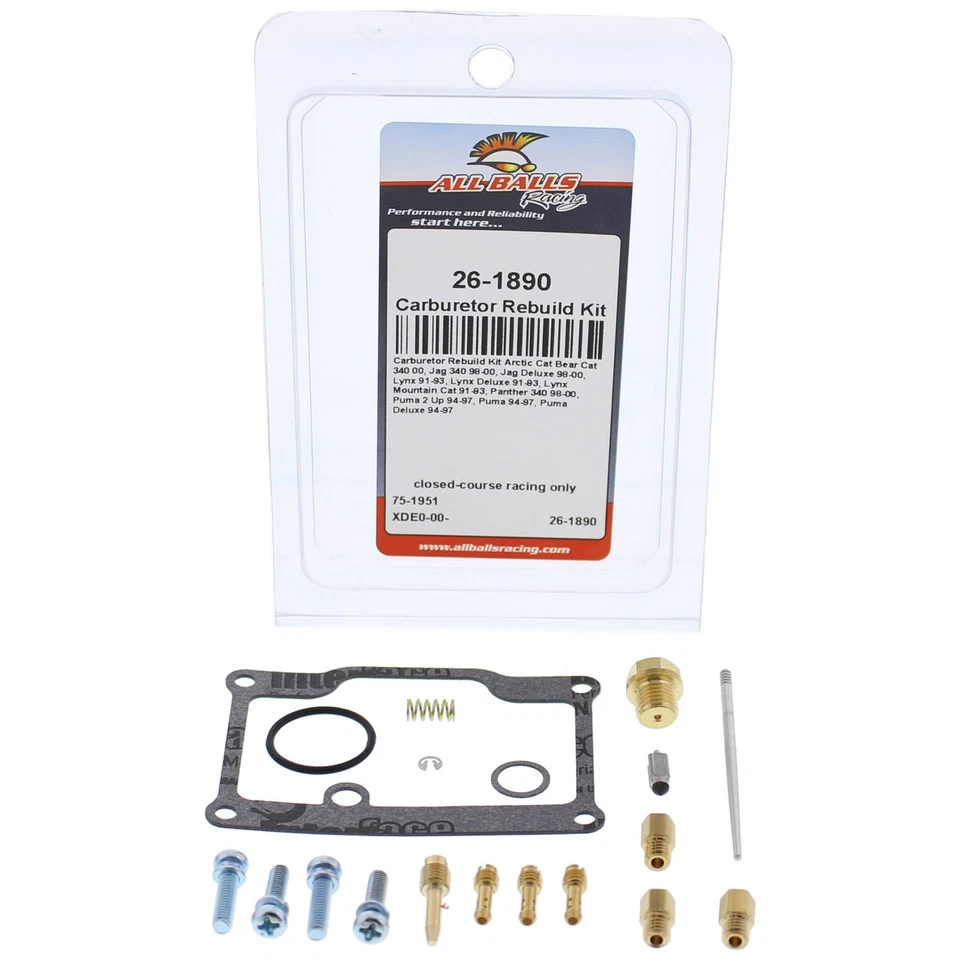 New All Balls Carburetor Rebuild Kit 26-1890 for Arctic Cat Puma Deluxe 94-97 Foto 2 de 4