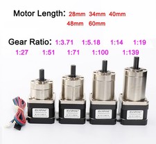 Nema 17 Stepper Motor 42mm Planetary Gear Motor 8mm Shaft Ratio 1:3.71-1:139