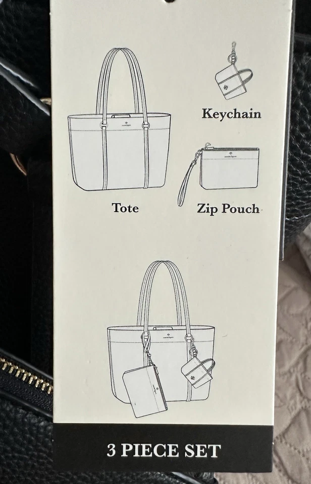 Nuevo con etiquetas Bolso de Mano Nanette Lepore, Bolsa con Cremallera y Llavero Juego de 3 Piezas Negro Maxine Foto 2 de 4