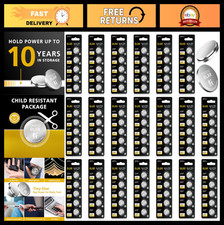 CR2032 Lithium Coin Battery 100 Pack - 3V Button Batteries for Key Fob, Watch, T