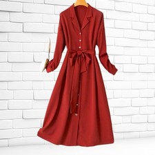 Brand New Red Oversized Shirt Dress – Belted, Button-Up, Wrinkle UK 16+
