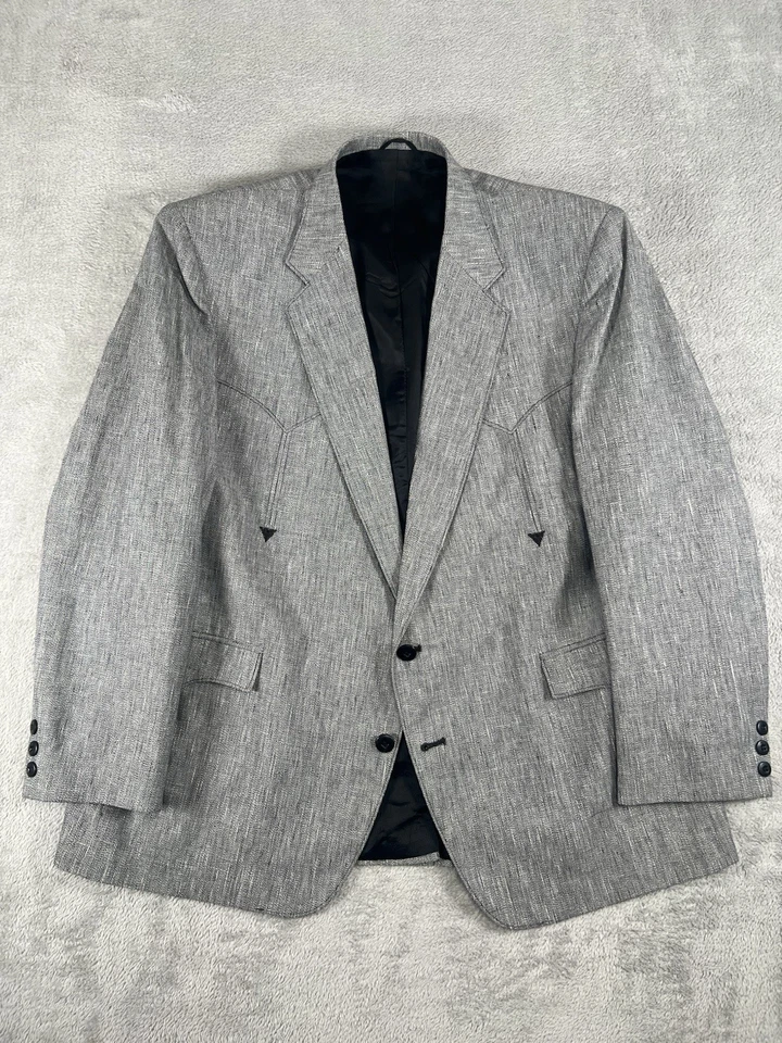 Chaqueta Blazer Vintage Circle S Para Hombres 48R Gris Tweed Espiga Western Foto 2 de 4
