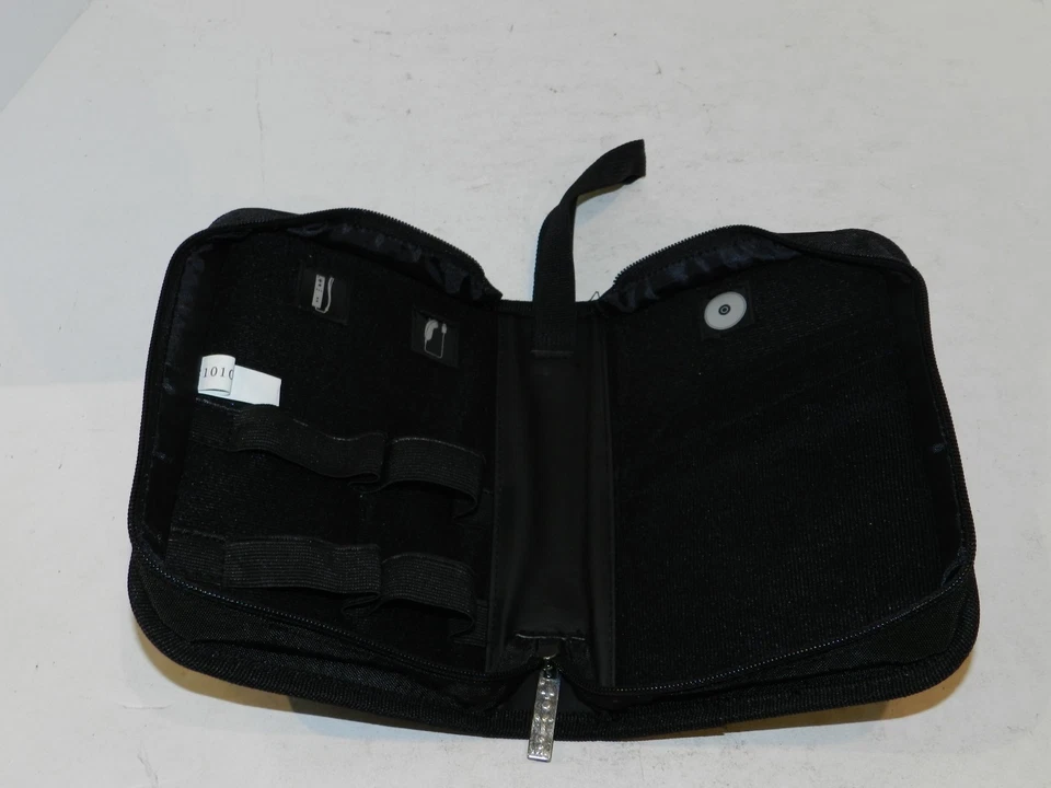 Estuche de transporte de viaje con cremallera azul negro gris almacenamiento de juegos Nintendo Wii LIMPIO Foto 2 de 2