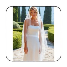 Wedding Veil Fingertip Pencil Edge Bridal Tulle Veils Comb Hair For Women