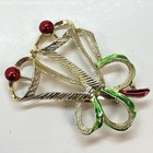 Gerry's Gold Tone Red Green Holiday Bells Brooch 17.7g — photo 1