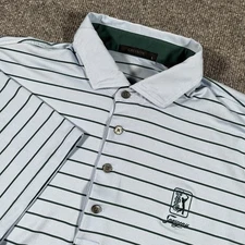 Greyson Polo Shirt Mens Large Blue Green Striped TPC Sawgrass Performance Golf