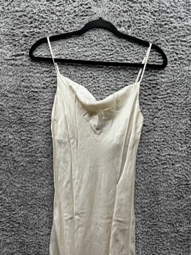 Bazilika Viscose Silk Slim Fit Sleeveless Ribbed Maxi Dress Ivory White Small - Picture 3 of 10