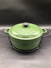 Le Creuset #26 Enameled Cast Iron Dutch Oven 5 1/2 US Qt Green W/ Cooling Rack