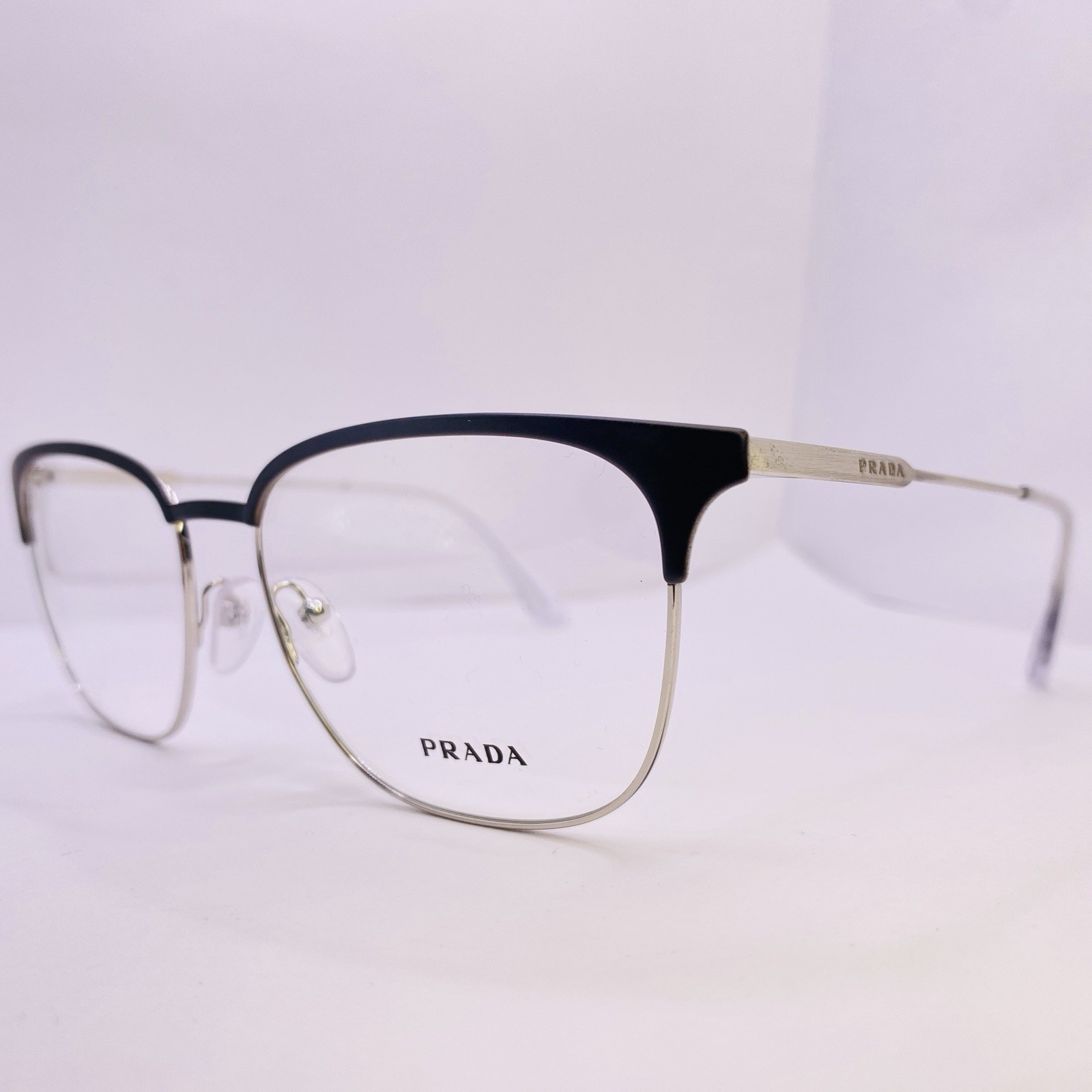 Prada Eyeglasses Frames VPR 59U 1BO-1O1 55 [] 17 145 Silver Black Authentic thumbnail 4